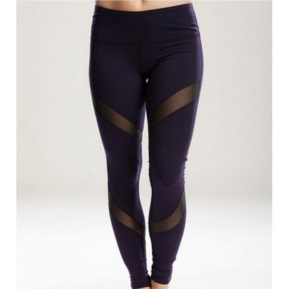 Rese‎ Mia Mesh Black Leggings Sheer Panel Activewear Yoga Pants Womens Medium